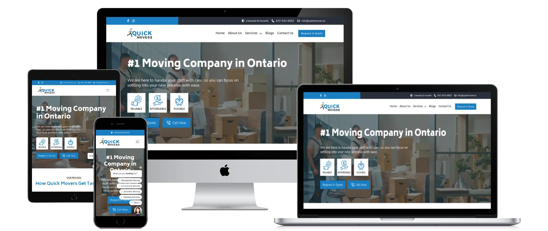 Quick Movers - WordPress Website 1 quickmover-screens